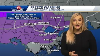 Significant cool-down today, Freeze Warning tonight