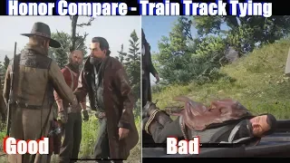 RDR2 Low Honor vs High Honor Train Track Tying - Red Dead Redemption 2 Online PS4 Pro