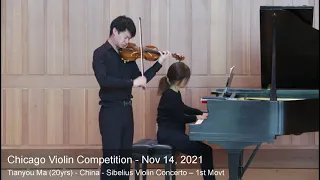 Chicago Violin Competition 2021 - 2nd PRIZE WINNER - Tianyou Ma (20yrs) - China - Sibelius Violin