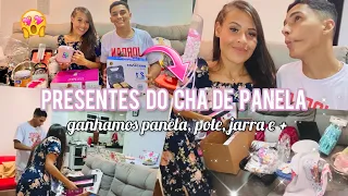 ABRINDO NOSSOS PRESENTES DO CHÁ DE PANELA | ganhamos muita coisa linda para casa nova ✨🏠👰🏽‍♀️