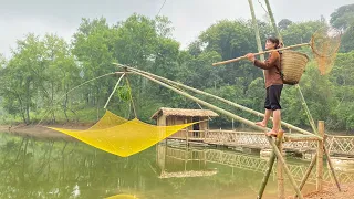 Full Video 7 Days : How To Make 1 Giant Fish Trap From Bamboo. Alone life in the lakeside forest.