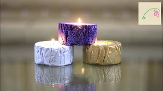 DIY Cement Candle holder with wood texture