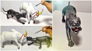 Clay Sculpting: Part 2 - Jallikattu Bull vs Black Panther, Diy Panther with clay, Clay Modelling