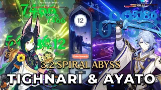 Tighnari C6 Spread & Ayato C6 Hypercarry - 3.2 Spiral Abyss Floor 12 (9 stars) | Genshin Impact