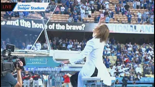 YOSHIKI Performance of U.S. National Anthem at L.A. Dodger Stadium
