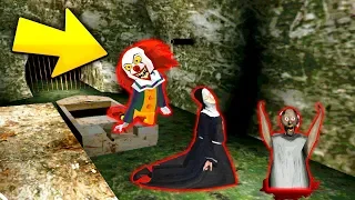 КЛОУН "ОНО" ПЕННИВАЙЗ КОНЦОВКА и МОНАХИНЯ в ГРЕННИ Сосед - Clown Neighbor Gang Granny