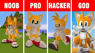 Minecraft NOOB vs PRO vs HACKER vs GOD: STATUE TAILS SONIC FRIEND BUILD CHALLENGE in Minecraft