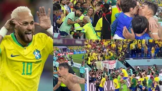 Brazil Players Celebration With Fans & Family After Winning Against South Korea