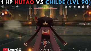 1 HP HUTAO vs LVL 90 CHILDE BOSS (WL8) - Genshin Impact