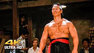 The first fights at the Kumite tournament. Frank Dux and Chong Li set world records. Bloodsport