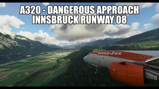 MSFS 2020 - A320 Innsbruck (LOWI) Dangerous Approach RWY 08 - Circle to Land