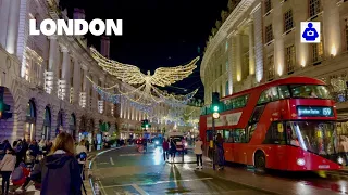 London Walk 🎄 West End, PICCADILLY CIRCUS to 👼 Regent Street Christmas Lights 2023 🌟 London Tour HDR