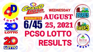 Lotto Result August 25 2021 (Wednesday), 6/55, 6/45, 3D, 2D | PCSO lotterry draw