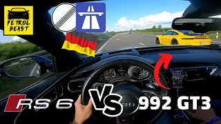 Audi RS6 + 992 GT3 Porsche - TOP SPEED on the German AUTOBAHN (NO SPEED LIMIT)