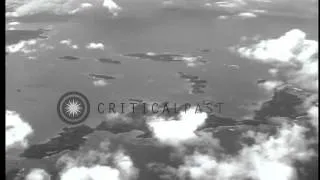 Smoking US Navy F6F Hellcat lands on carrier underway in Gulf of Leyte, Philippin...HD Stock Footage