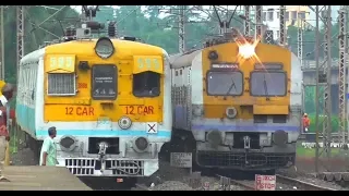 EPIC CROSSING // Howrah - Panskura EMU local crossed by a speedy MEMU train