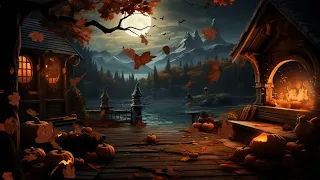 Halloween Ambience with Relaxing Crunchy Leaves and Fire Sounds Remix | Halloween Music Background