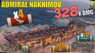 Admiral Nakhimov 4 Kills & 328k Damage | World of Warships Gameplay