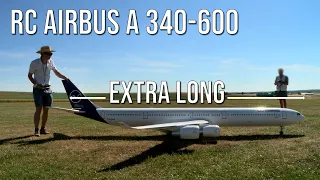 Extra Long! RC Airliner Airbus A340-600 - Fly and Complicated Bounce Landing
