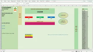 HEX COLOR CODE TO RGB CONVERSION TOOL IN EXCEL