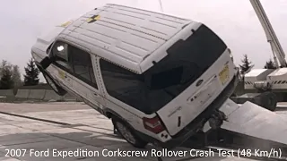 2007 Ford Expedition Corkscrew Rollover Crash Test (48 Km/h - Modified Restraints - 1/2 Turn)