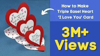 DIY Valentine Card - How to Make Triple Easel Heart 'I Love You' Card