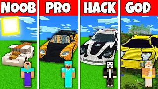 Minecraft Battle: NOOB vs PRO vs HACKER vs GOD! SPORT CAR HOUSE BUILD CHALLENGE in Minecraft