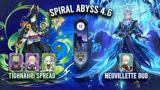 Spiral Abyss 4.6 - C1 Tighnari Spread & C1 Neuvillette Duo | Genshin Impact