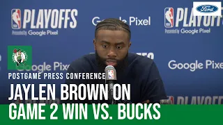 POSTGAME PRESS CONFERENCE: Jaylen Brown on bouncing back in Game 2, preparing to play in Milwaukee