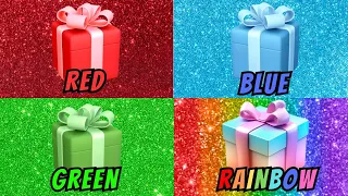 Choose Your Gift from 4 🎁😍🌹💎🍀🌈 Red Blue Green Rainbow #4giftbox #pickonekickone #wouldyourather