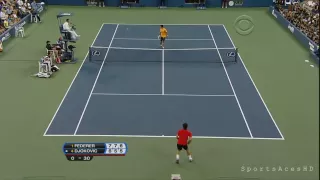 US Open 2009: Roger Federer's Incredible Between the Legs Shot against Novak Djokovic HD