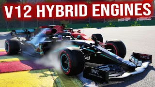 Modern F1 Cars With V12 Hybrid Engines