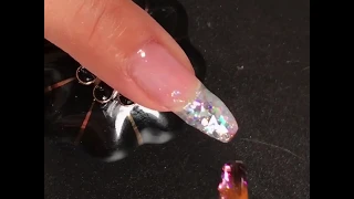 3D Mixed - Holo Glitter Sequins Flakes Manicure with Builder Gel.