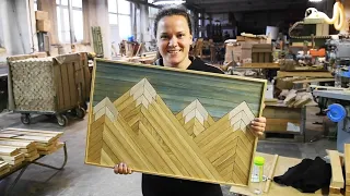 WOOD ART - A silhouette of MOUNTAINS
