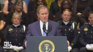 Former President George W. Bush speaks at Dallas police memorial service