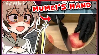 [ENG SUB/Hololive] Mumei showing off her knife skill with real knife on livestream