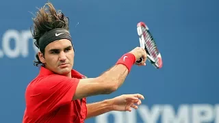 Roger Federer Wins Point vs. Novak Djokovic With Tricky Overhead Slice (US Open Tennis 2008 SFs)