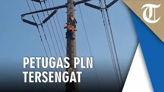 Tersengat Listrik, Petugas PLN Tersangkut 1 Jam di Tiang Sutet