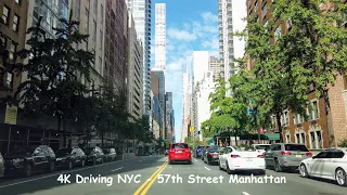 4K Driving NYC - 57th Street Manhattan (Westbound) | Billionaires' Row | Sept. 2020