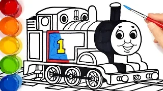 How to draw Thomas train . learn colors easy drawing painting coloring pages for kids Tim Tim TV