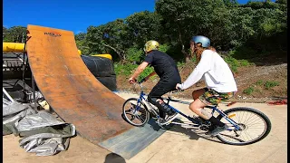 JUMPING A TANDEM BIKE AT RWILLY LAND!