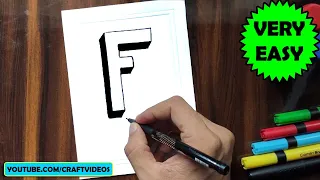 HOW TO DRAW 3D LETTER F | 3D LETTER DRAWING