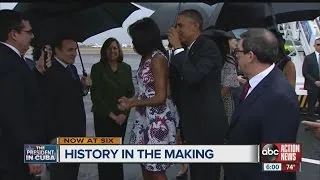 Obama arrives in Cuba for what he calls a "historic visit"