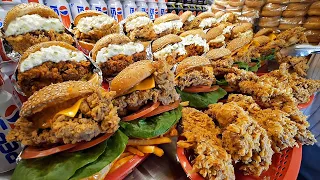 Giant fried chicken thighs! Amazing American Style Big Chicken Burger / Korean street food