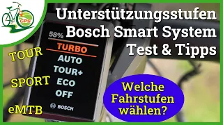 Bosch Fahrstufen 🚴 ECO TOUR+ eMTB 🚵 TURBO 🔋 Ausführlicher Test 📋 Welchen Modus nutzen?