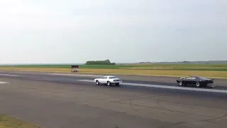 Saskatchewan 's Fastest Street Car Rob T's Blown Hemi Duster vs Rob 0's Turbo LS Camaro Turbo LS
