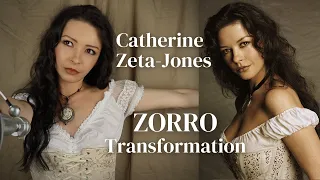 I tried the skinny brow look 👀 in this Catherine-Zeta Jones Zorro transformation