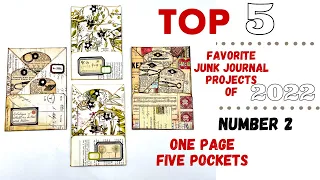 TOP 5 FAVORITE JUNK JOURNAL PROJECTS FOR 2022 - NUMBER 2 - ONE PAGE - FIVE POCKETS #junkjournalideas