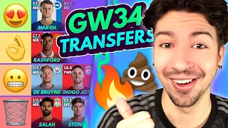 FPL GW34 BEST DOUBLE GW PLAYERS! | Transfer Tier List for Gameweek 34 | Fantasy Premier League