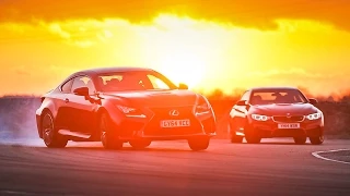 New Lexus RC F vs BMW M4 - drift and drag race head-to-head